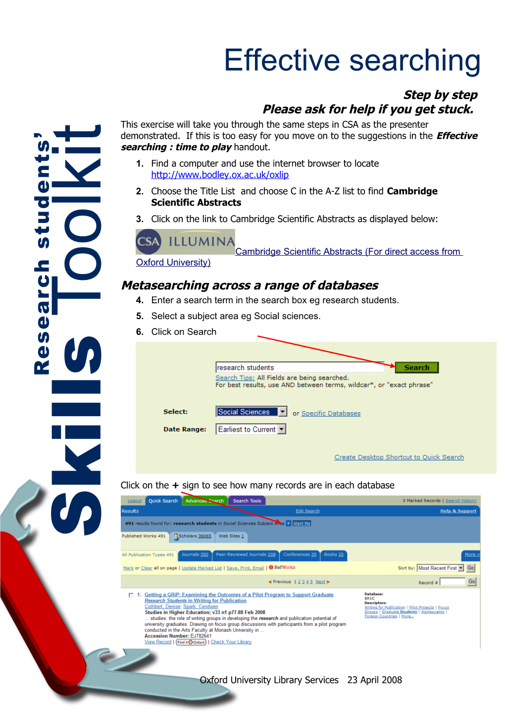 Tasks for Graduate Toolkit