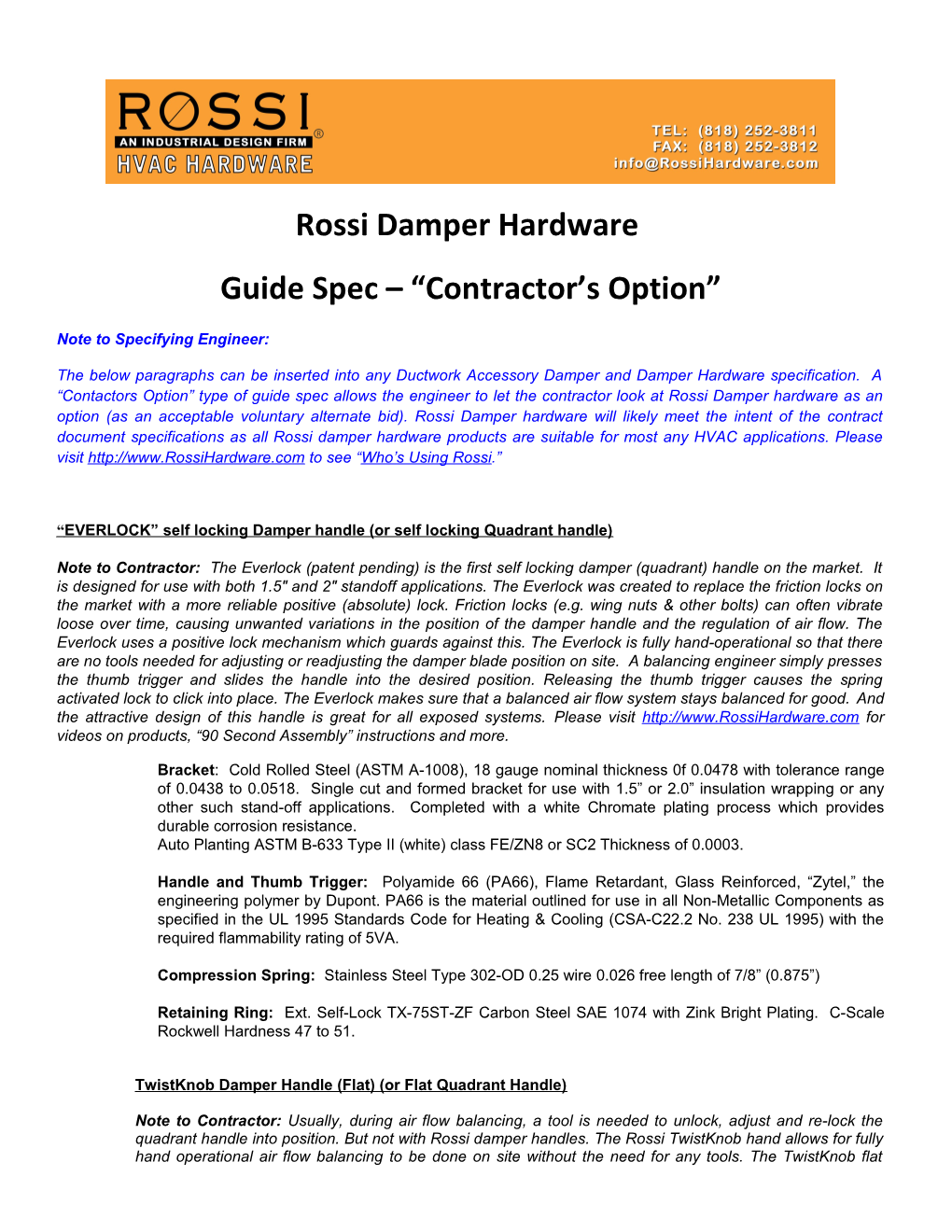 Guide Spec Contractor S Option