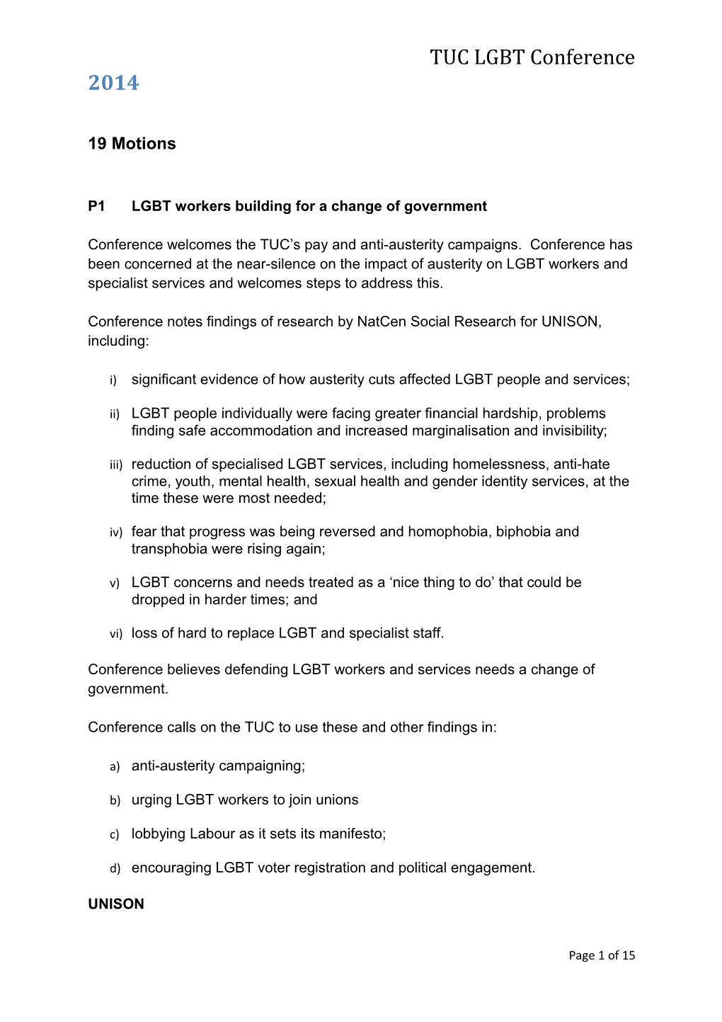 TUC LGBT Conference