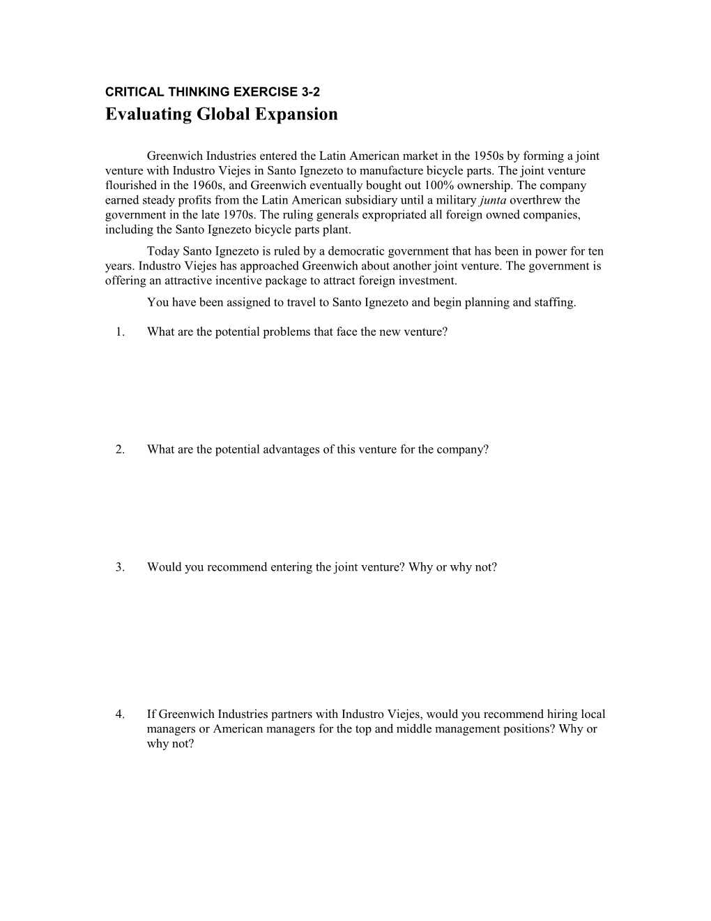 Critical Thinking Exercise 3-2