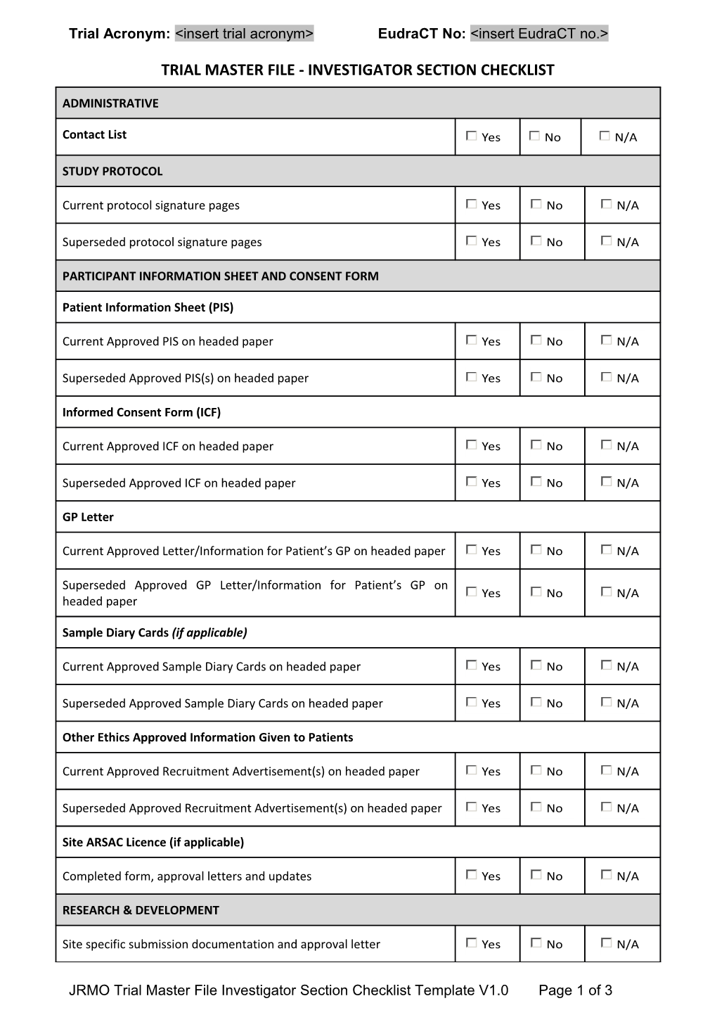 Trial Master File Index