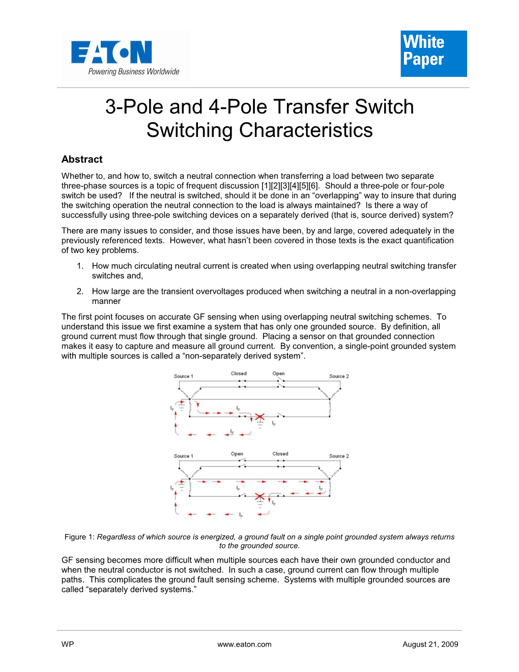Modeled Load Transfer Switching Transients for 3-Pole and 4-Pole Switching Devices