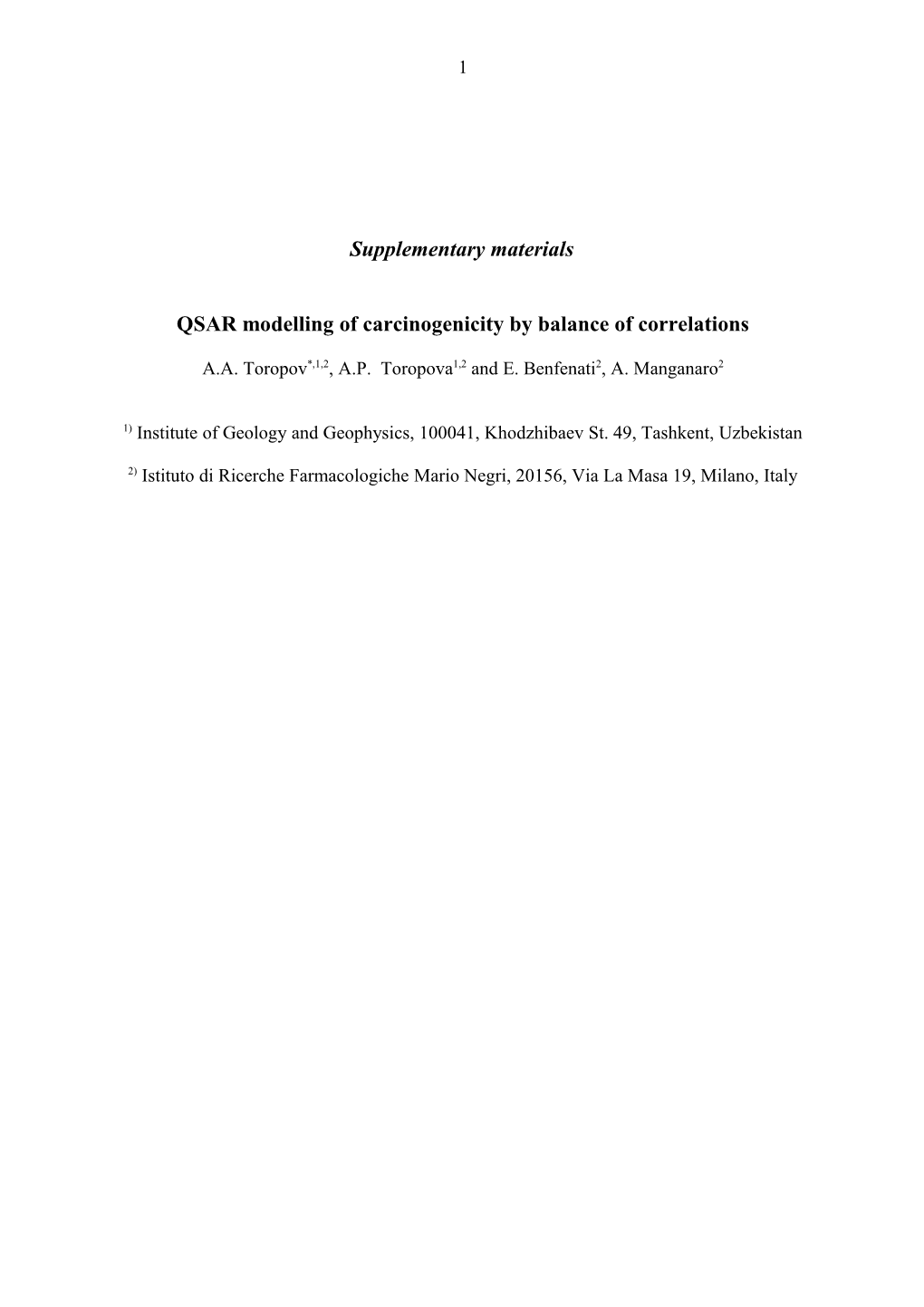 QSAR Modelling of Carcinogenicity by Balance of Correlations