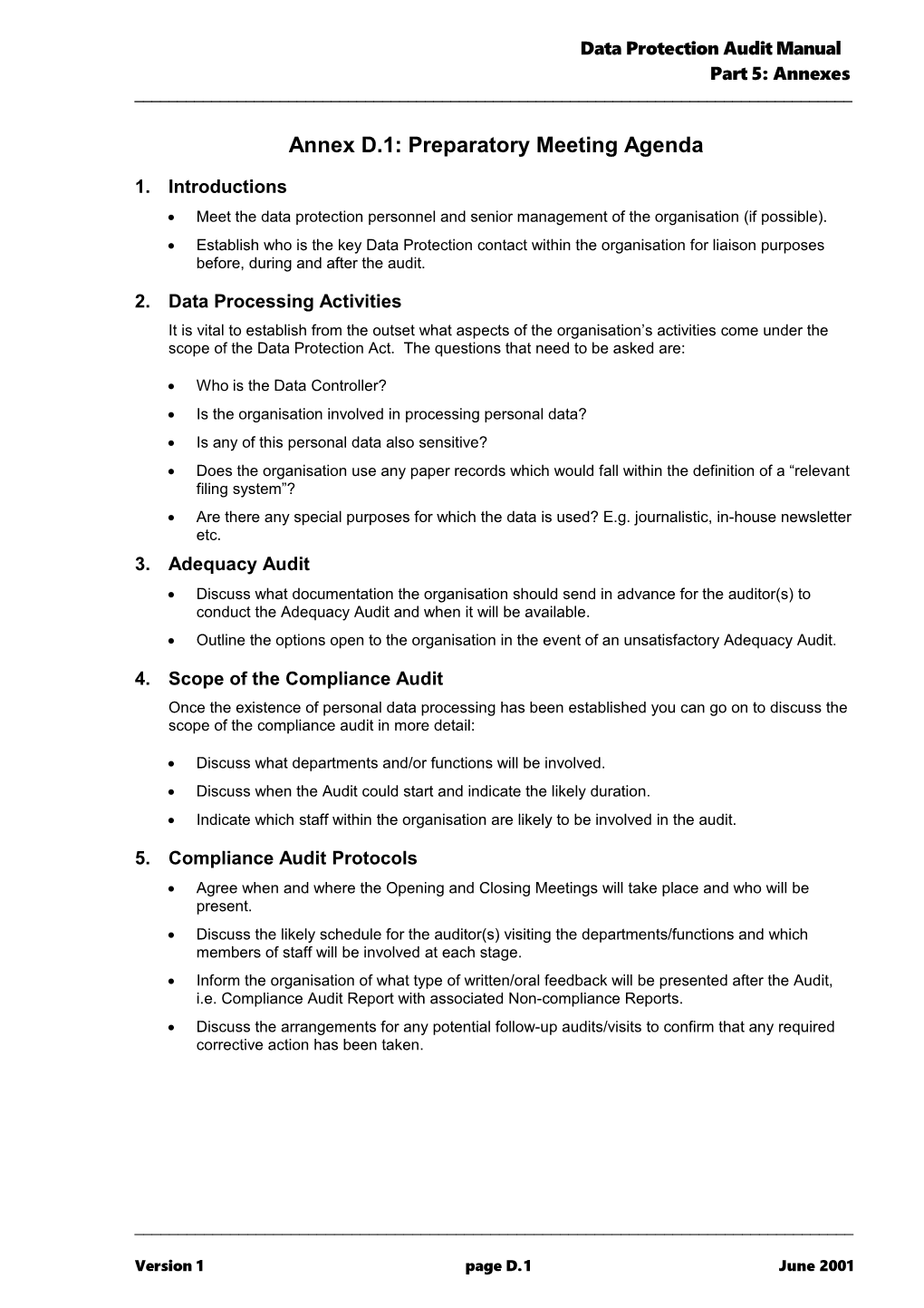 Data Protection Audit Manual