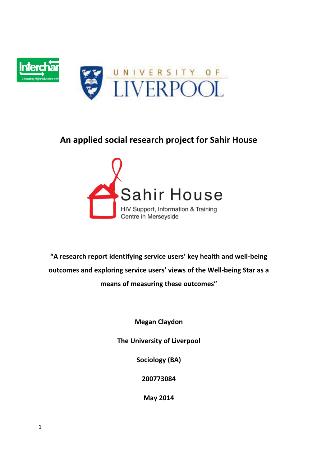 An Applied Social Research Project for Sahir House