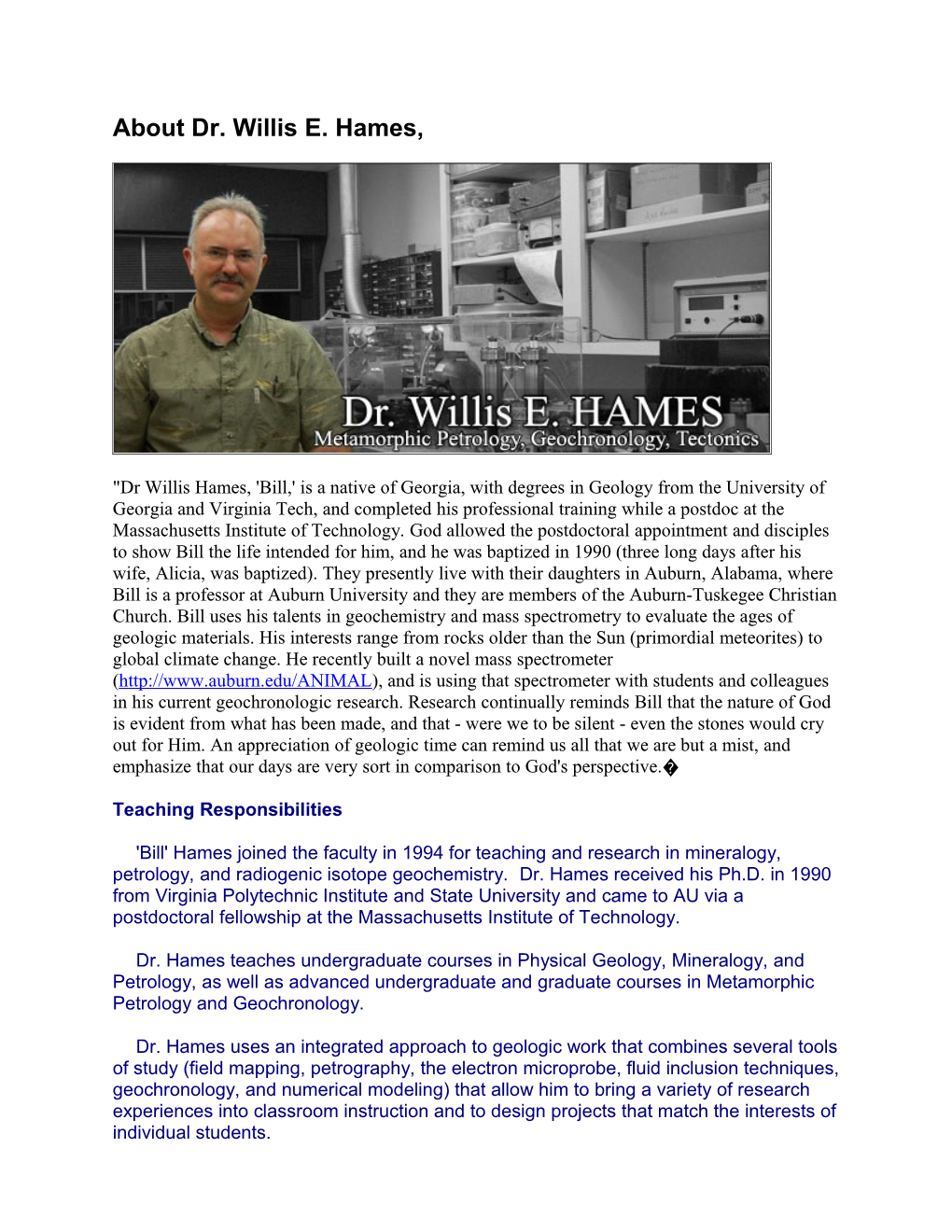 About Dr. Willis E. Hames