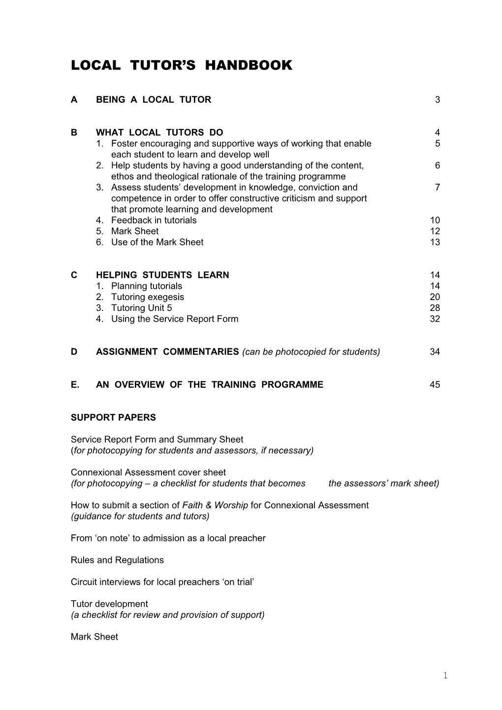 Local Tutor S Handbook