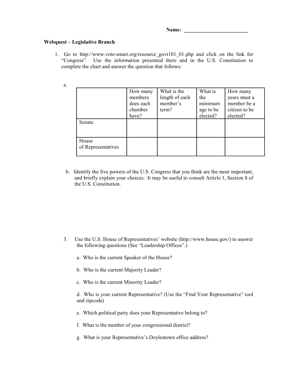 Part 2 Legislative Branch