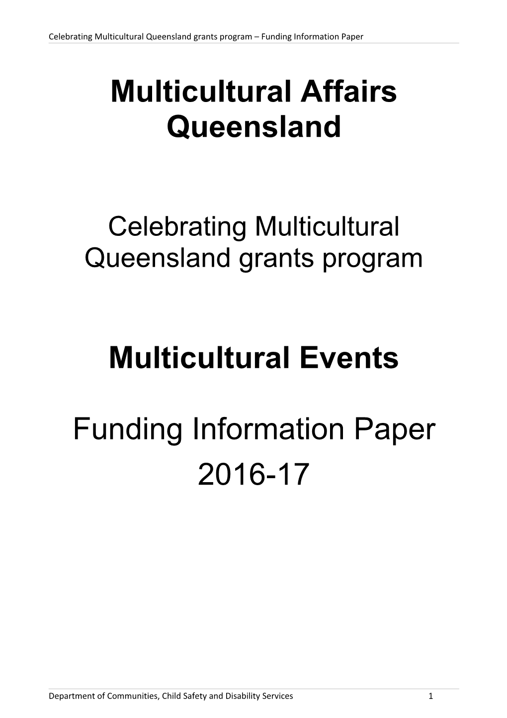 2016-17 CMQ Funding Information Paper - Multicultural Events
