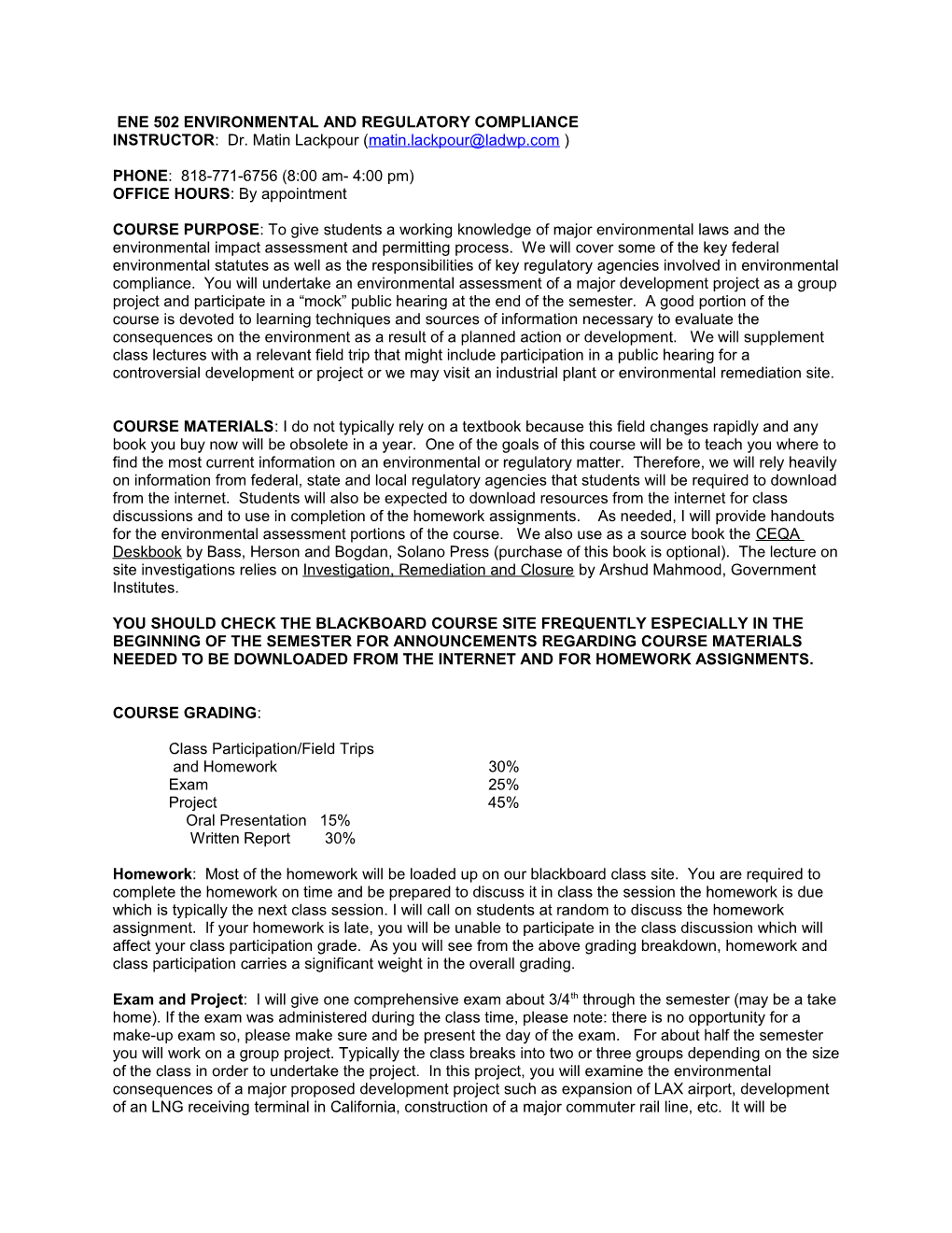 Ene 502 Environmental and Regulatory Compliance Kap 267