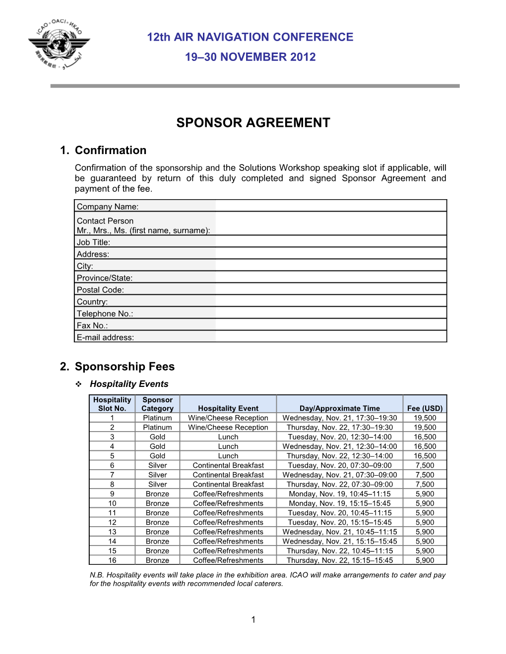 Sponsor Agreement