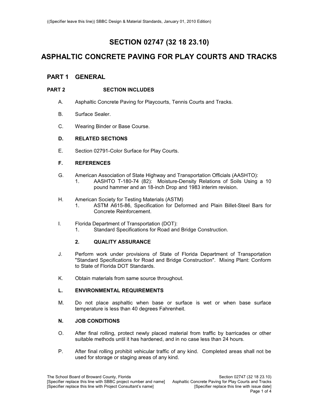 Asphaltic Concrete Paving for Play Courts and Tracks