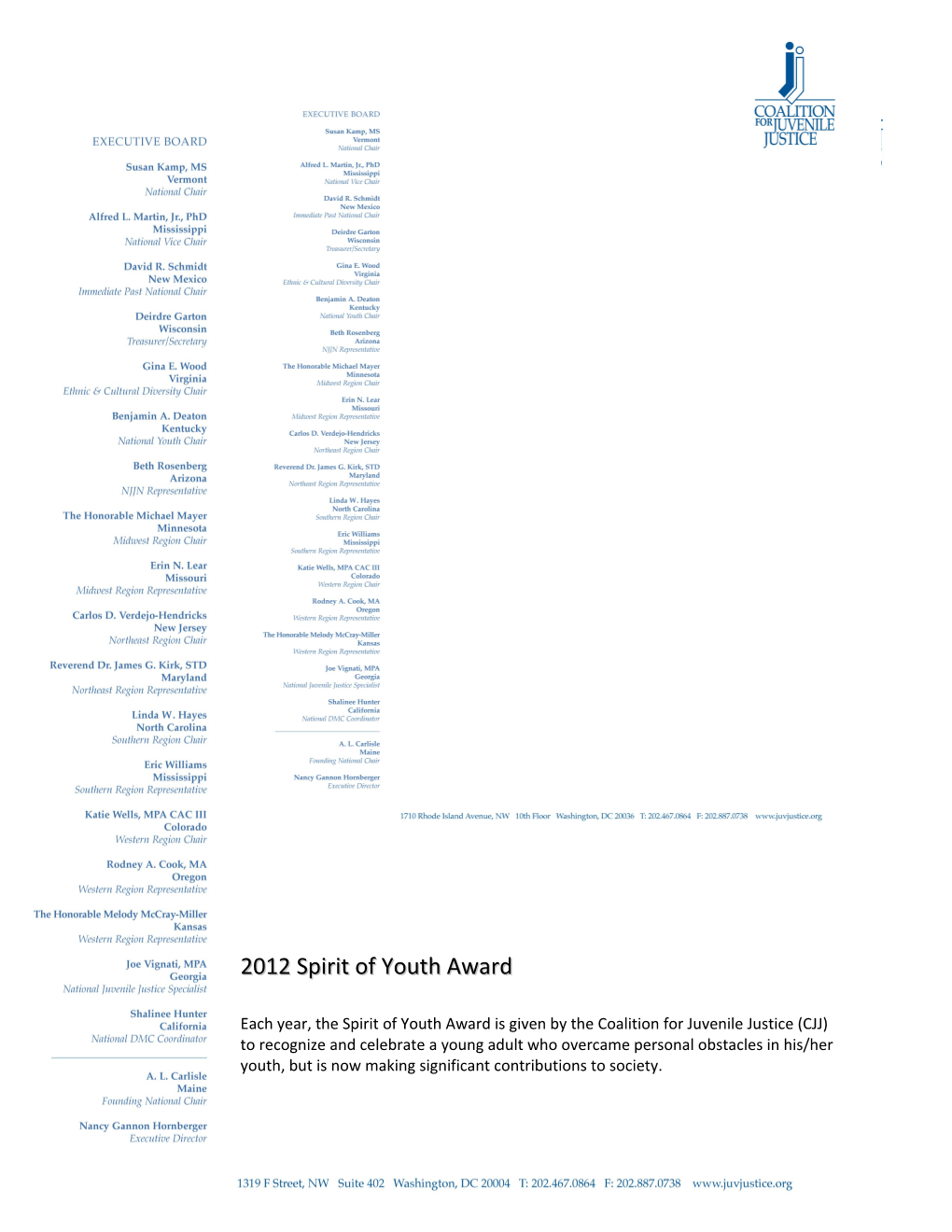 Spirit of Youth Award