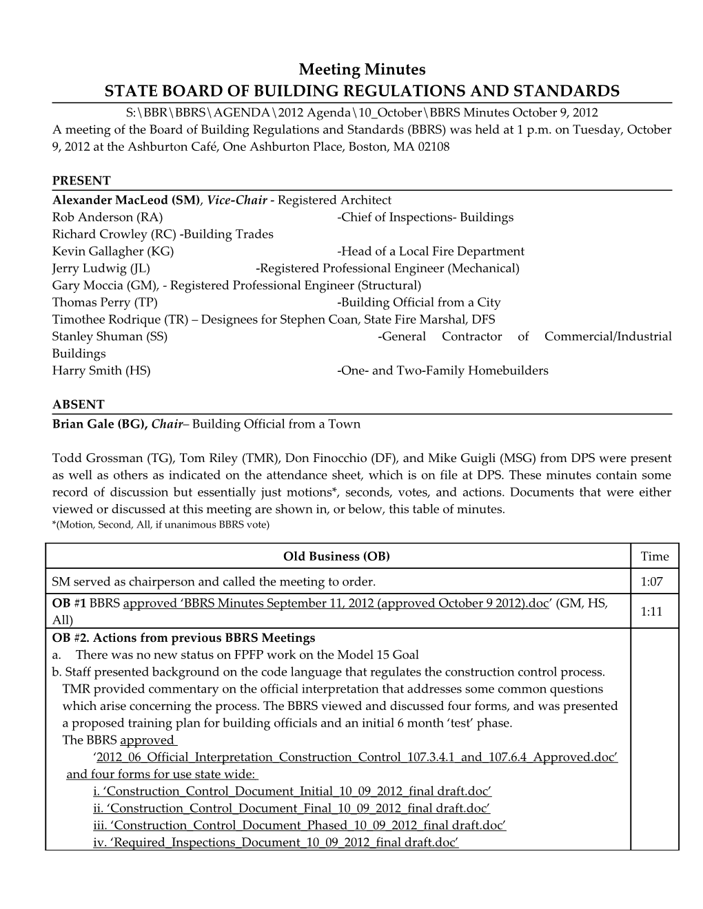 State Board of Building Regulations and Standards s1