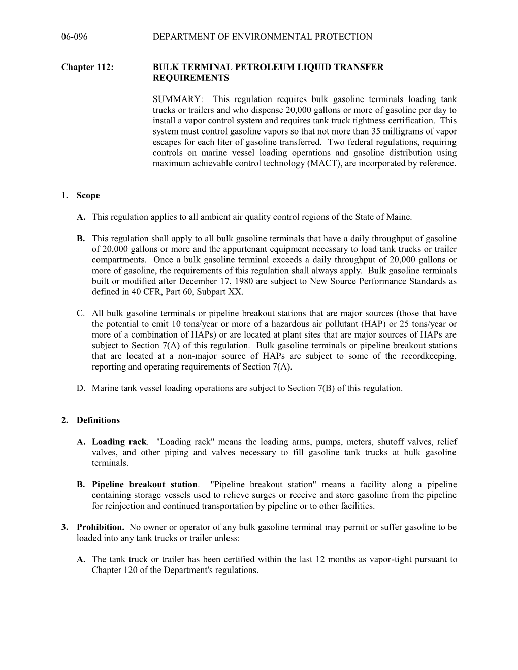 Chapter 112: BULK TERMINAL PETROLEUM LIQUID TRANSFER REQUIREMENTS