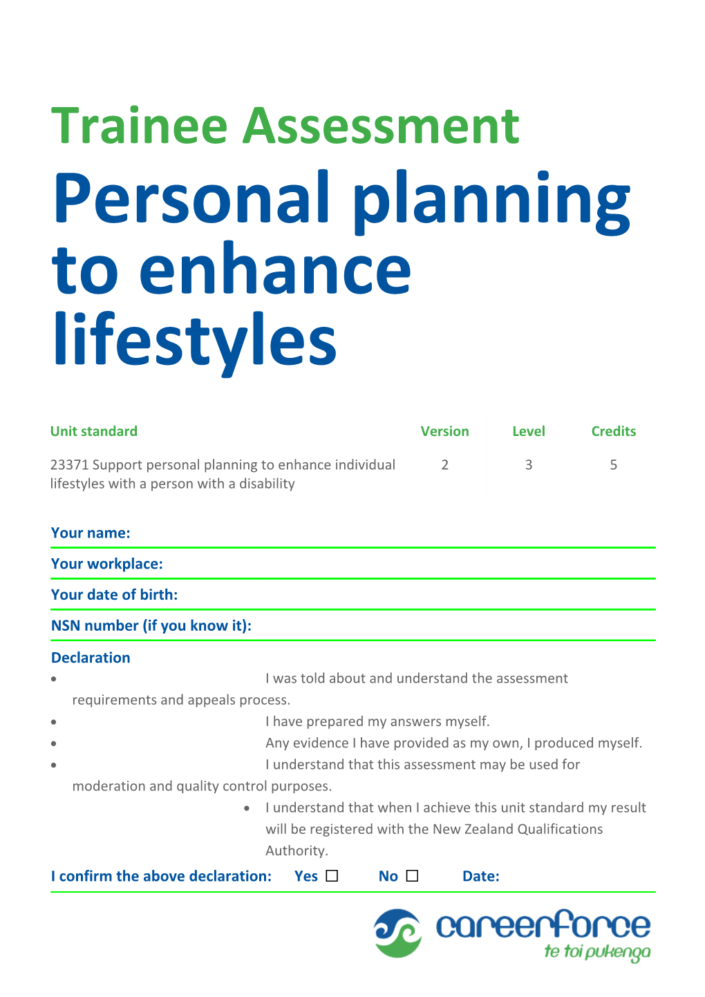 Personal Planning to Enhance Lifestyles