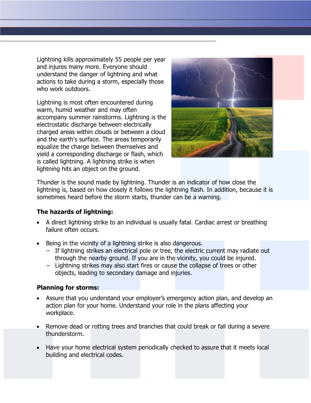 The Hazards of Lightning