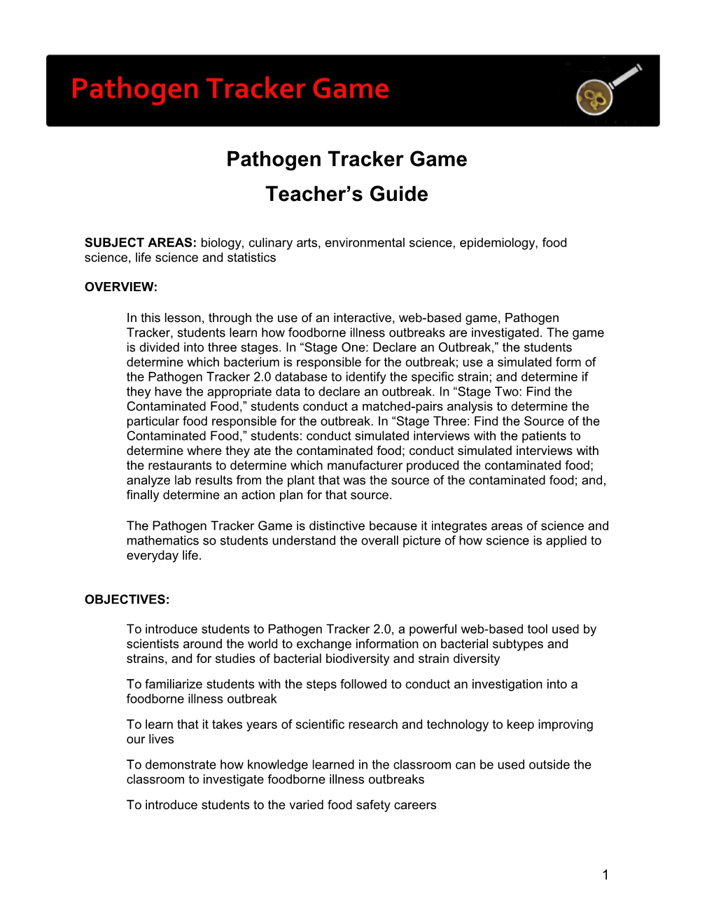 Pathogen Tracker Game