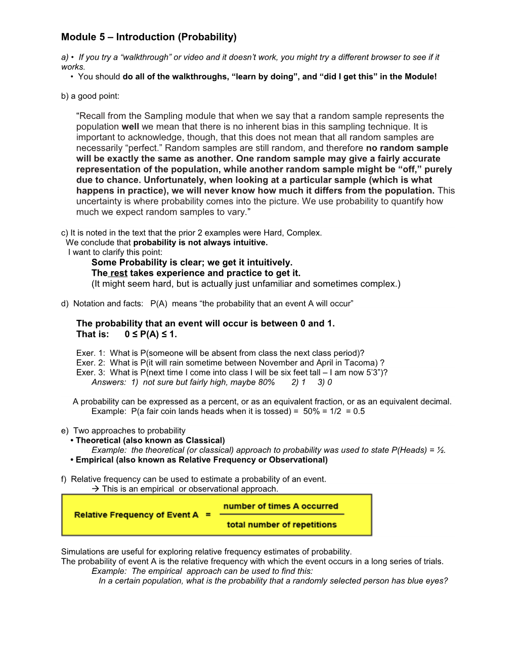 Module 5 Introduction (Probability)