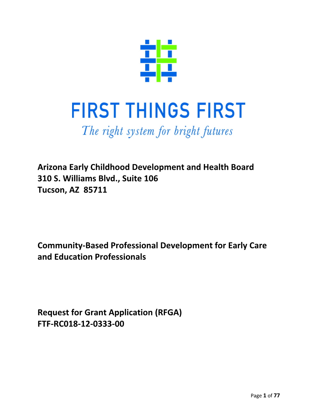 Arizona Early Childhood Development and Health Board