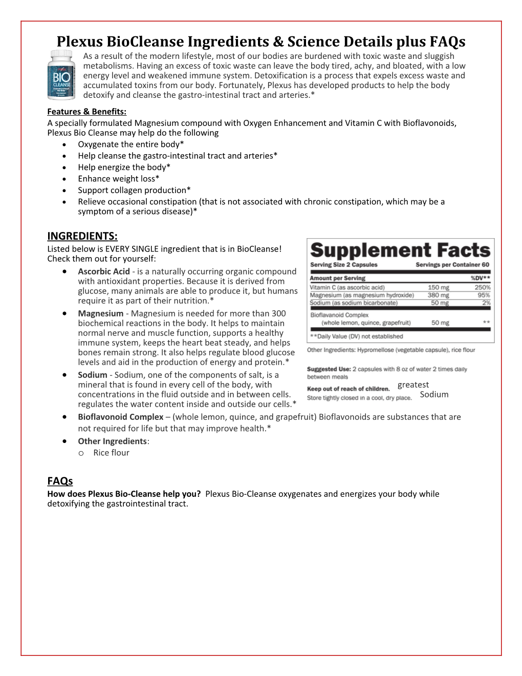 Plexus Biocleanse Ingredients & Science Details Plus Faqs