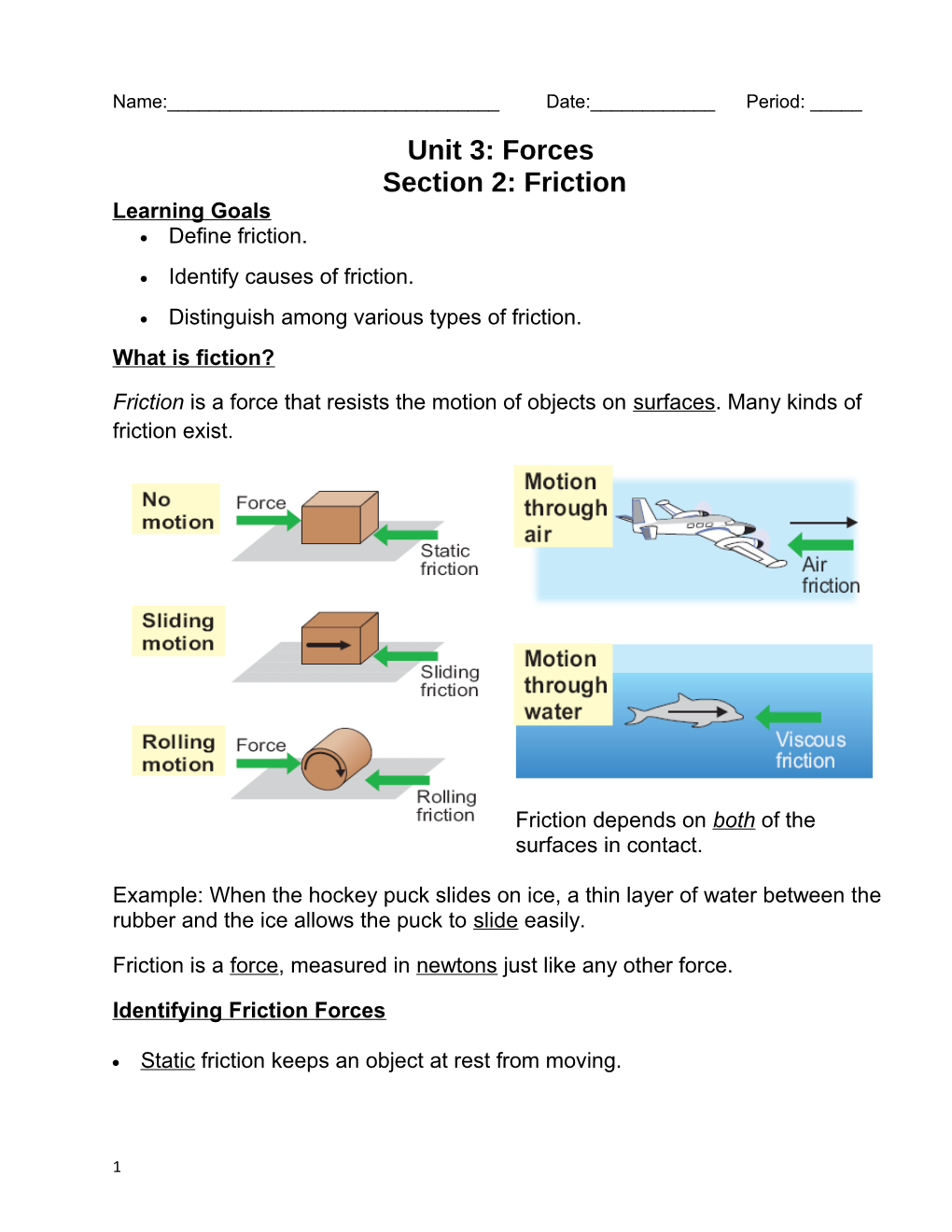 Section 2: Friction s1