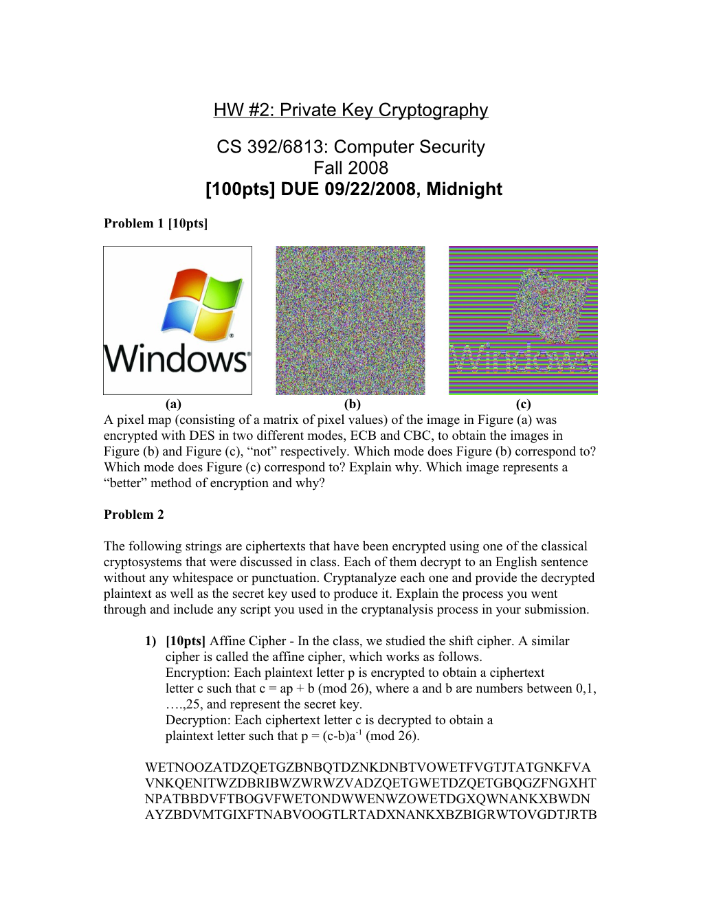 HW #2: Private Key Cryptography s1