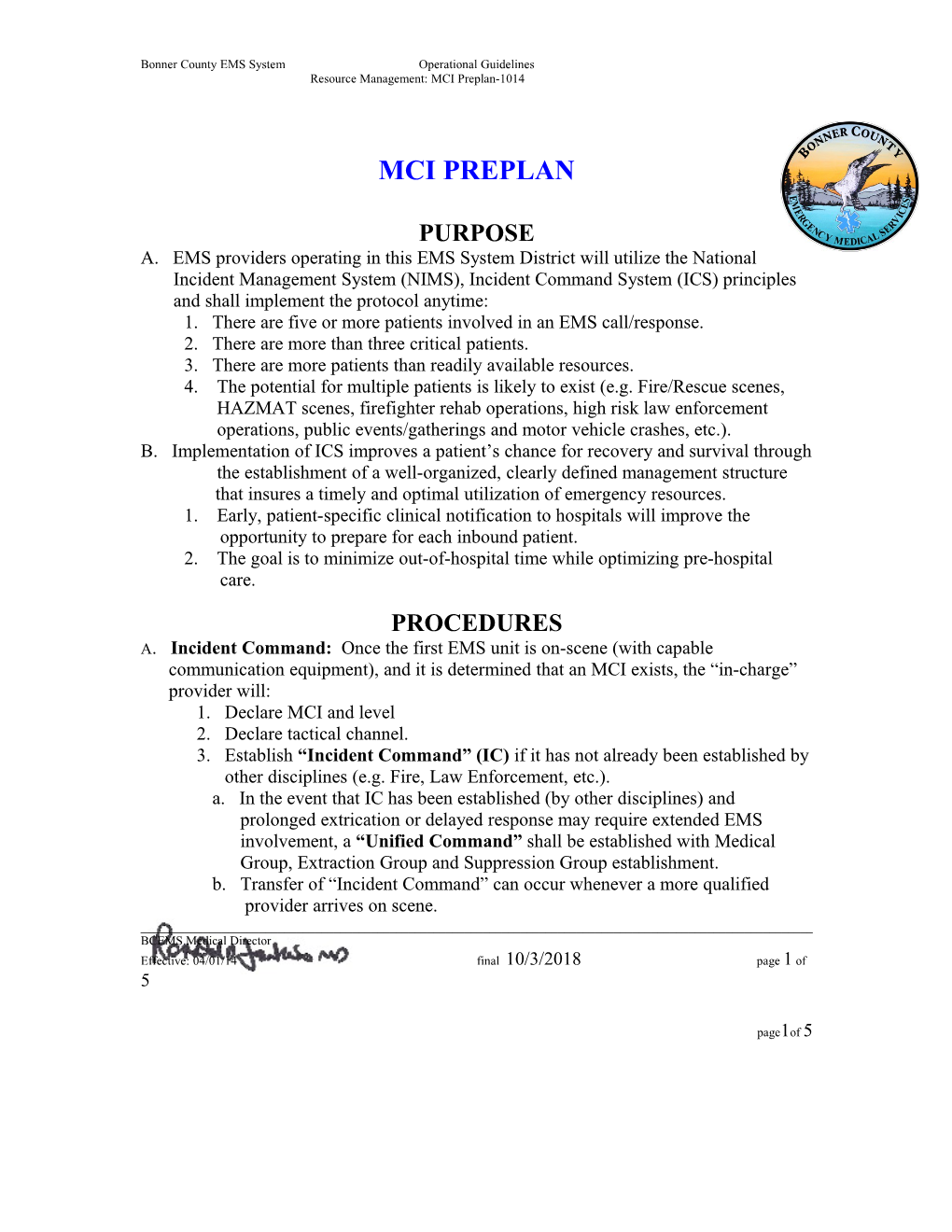 Bonner County EMS Systemoperational Guidelines