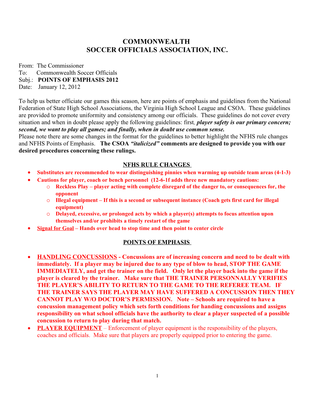 Soccer Officials Association, Inc