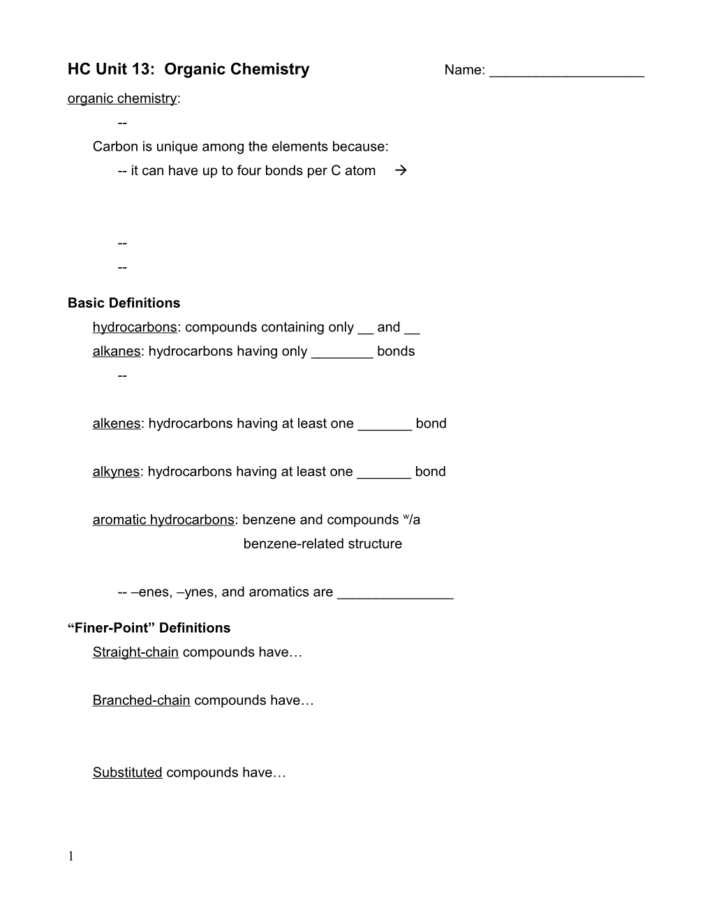 Chemistry: Spring Semester Lecture Notes s1