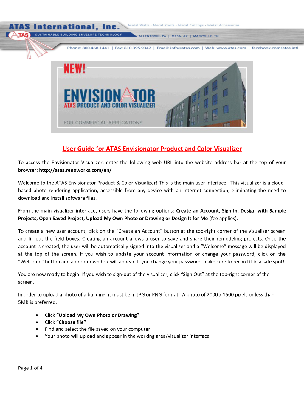 User Guide for ATAS Envisionator Product and Color Visualizer