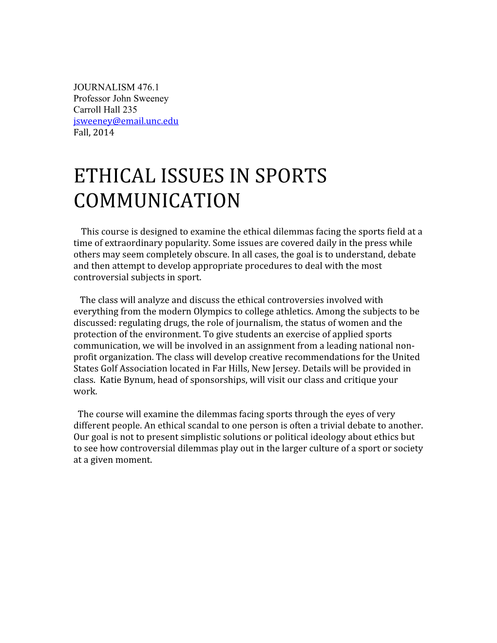 Ethical Issues in Sports Communication