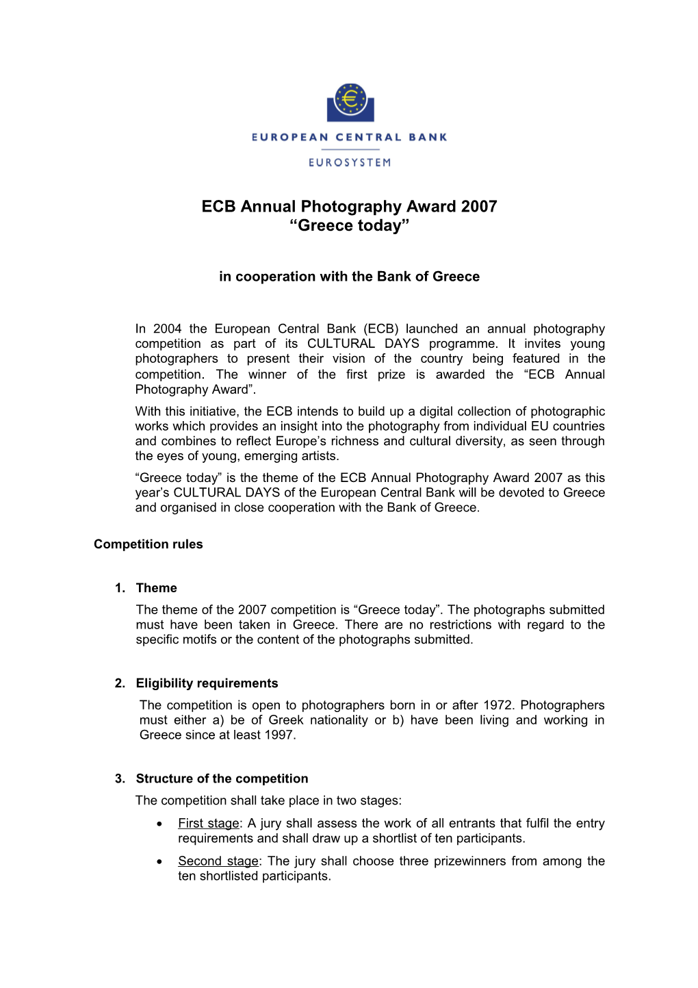 ECB Annual Photography Award 2007
