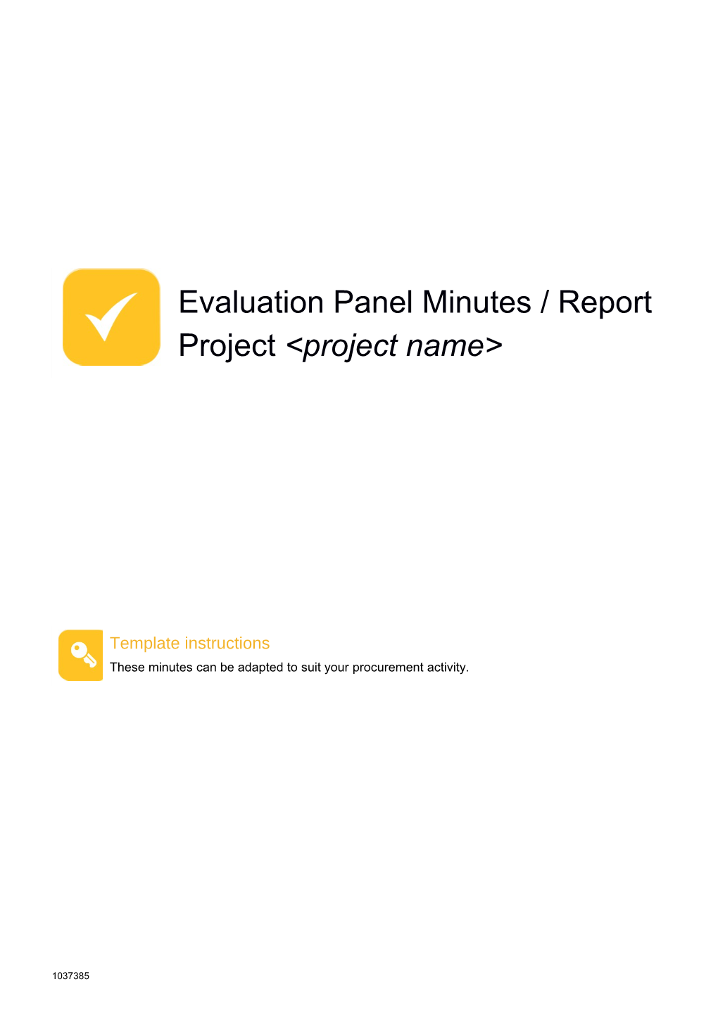 Evaluation Panel Minutes / Report Template