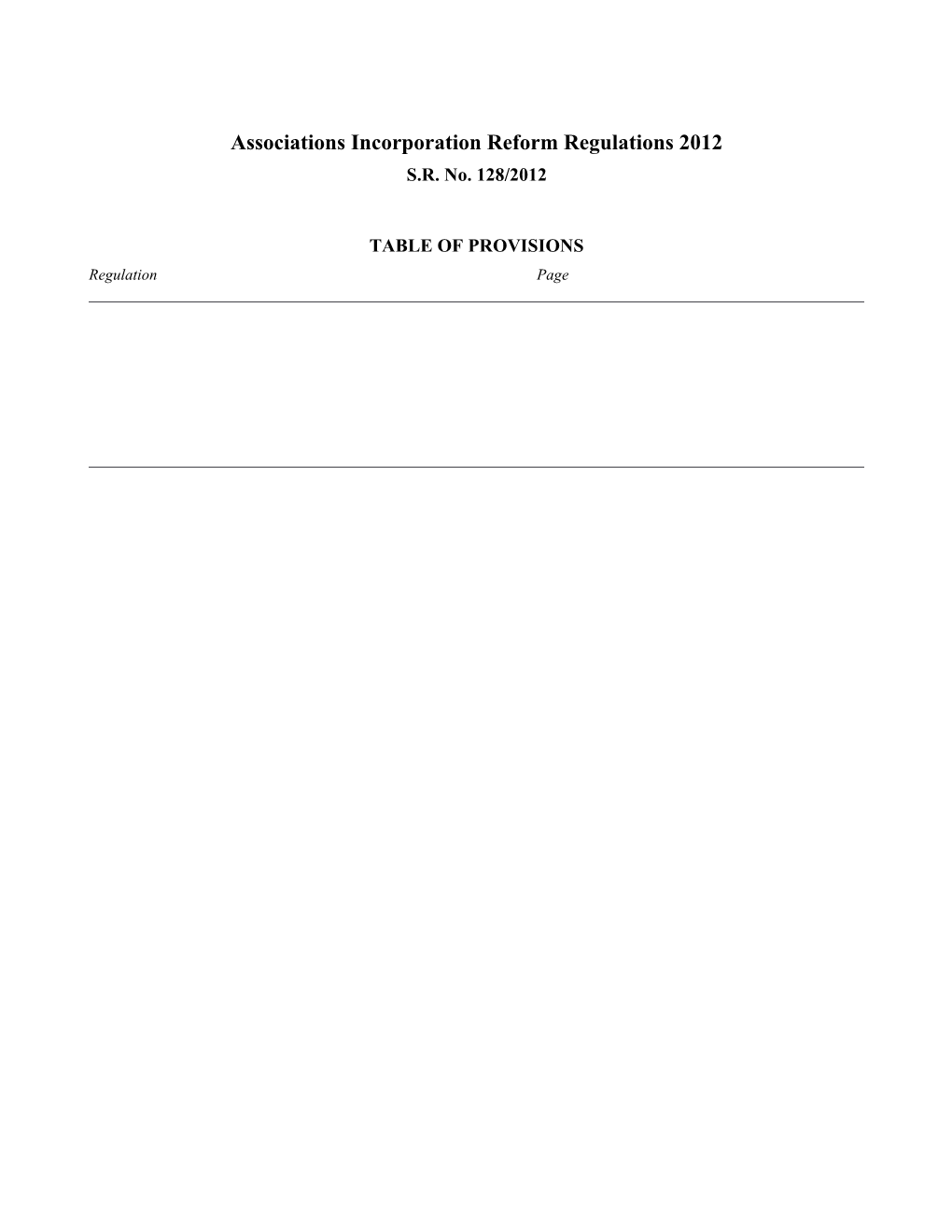 Associations Incorporation Reform Regulations 2012