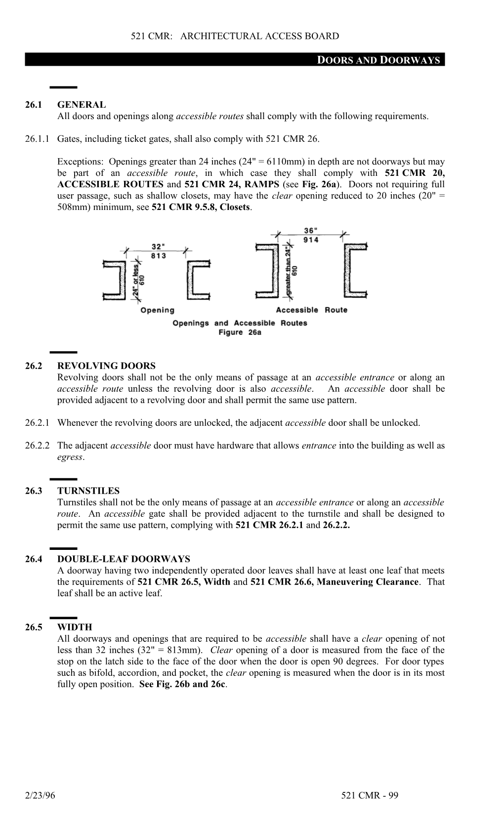 26.1.1Gates, Including Ticket Gates, Shall Also Comply with 521CMR 26