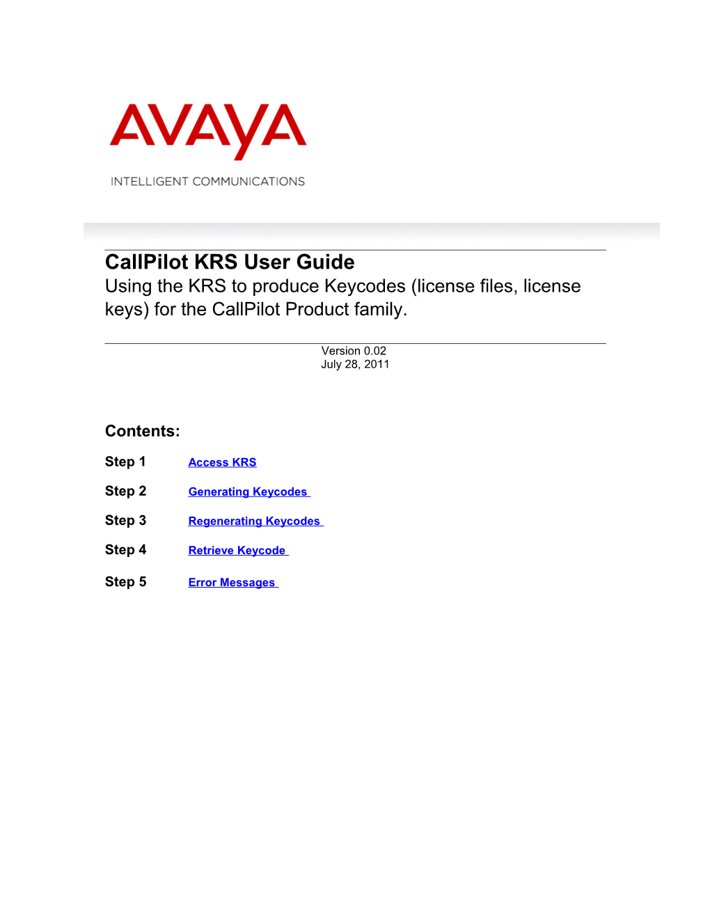 Callpilot KRS User Guide