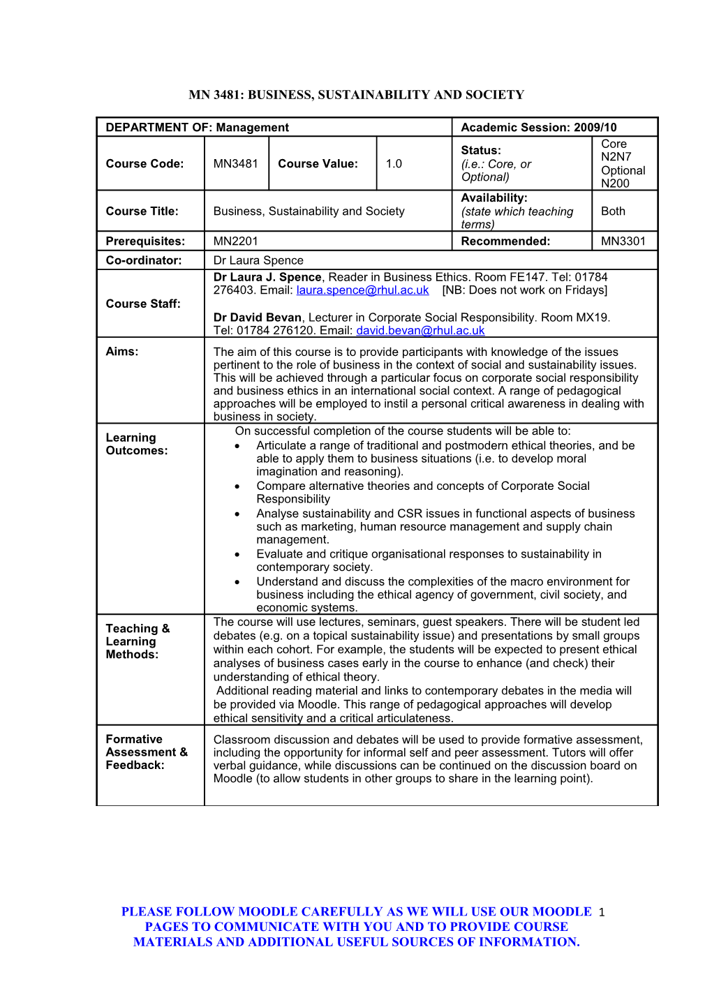 Business, Sustainability and Society Programme