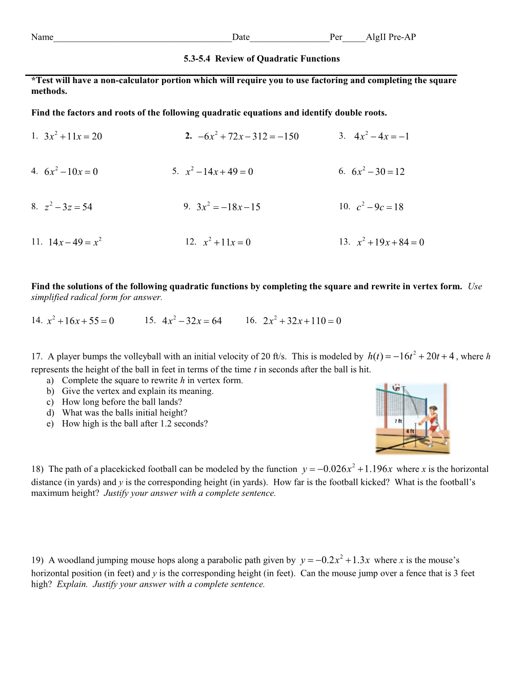 Find the Factors and Roots of the Following Quadratic Equations and Identify Double Roots