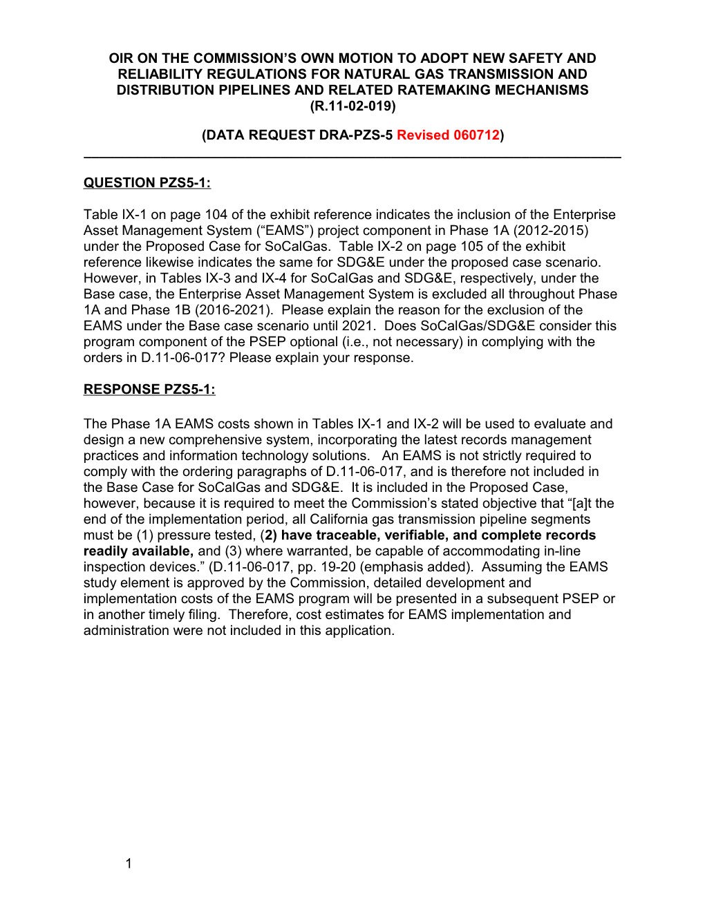 DATA REQUEST DRA-PZS-5Revised 060712