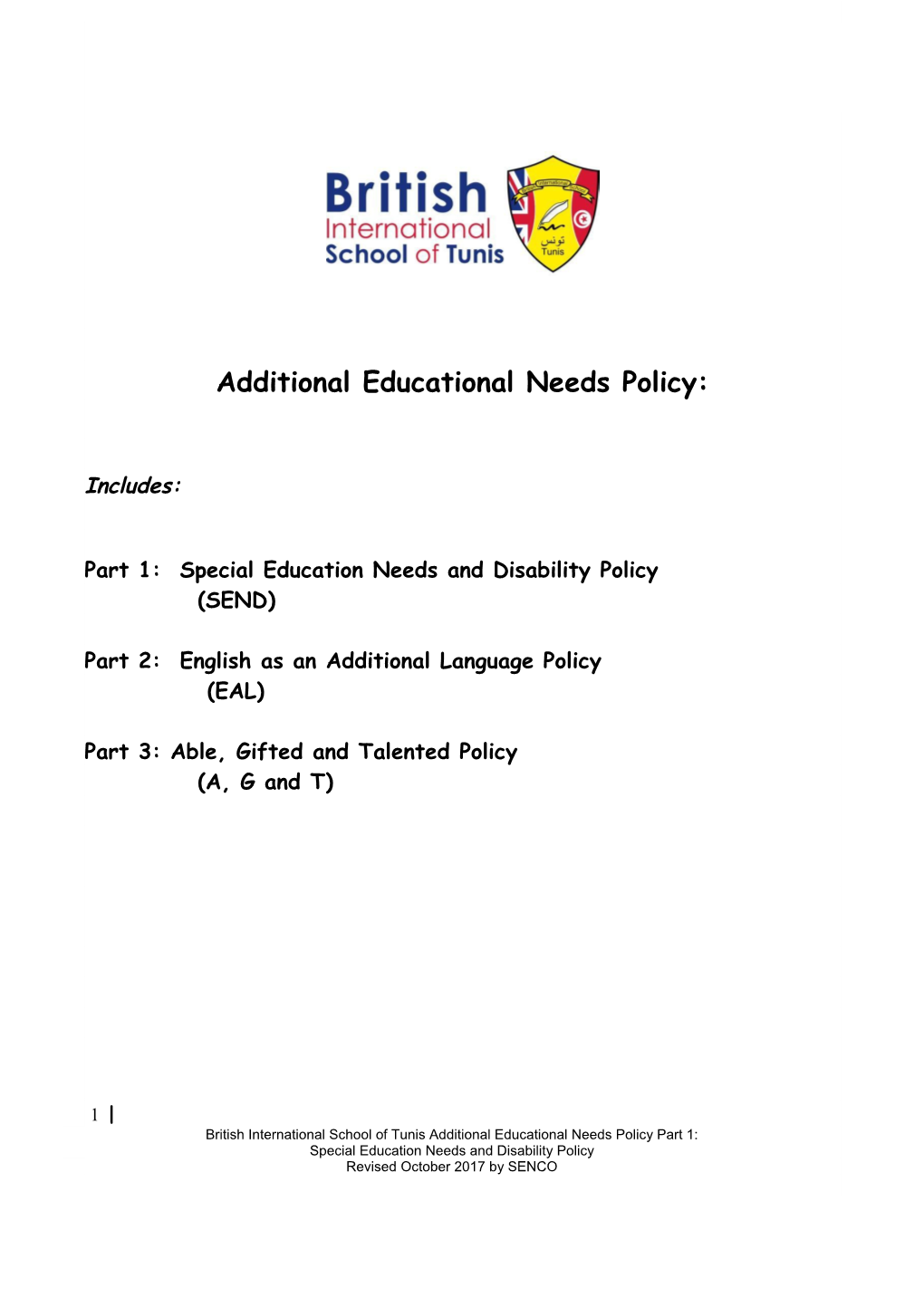 Part 1: Special Education Needs and Disability Policy