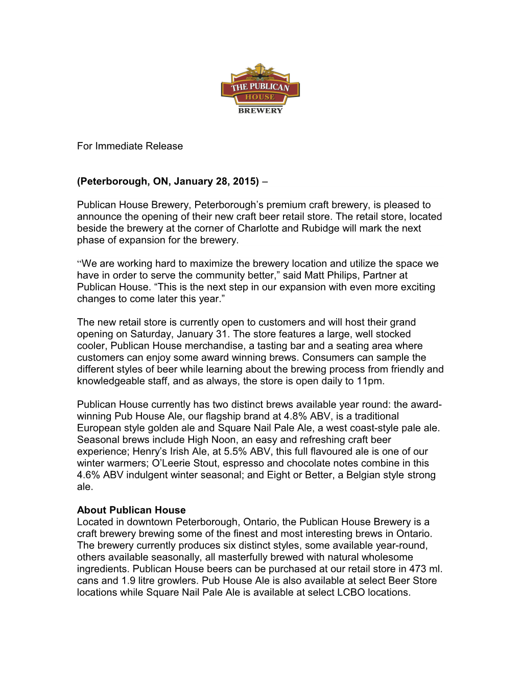 For Immediate Release s225