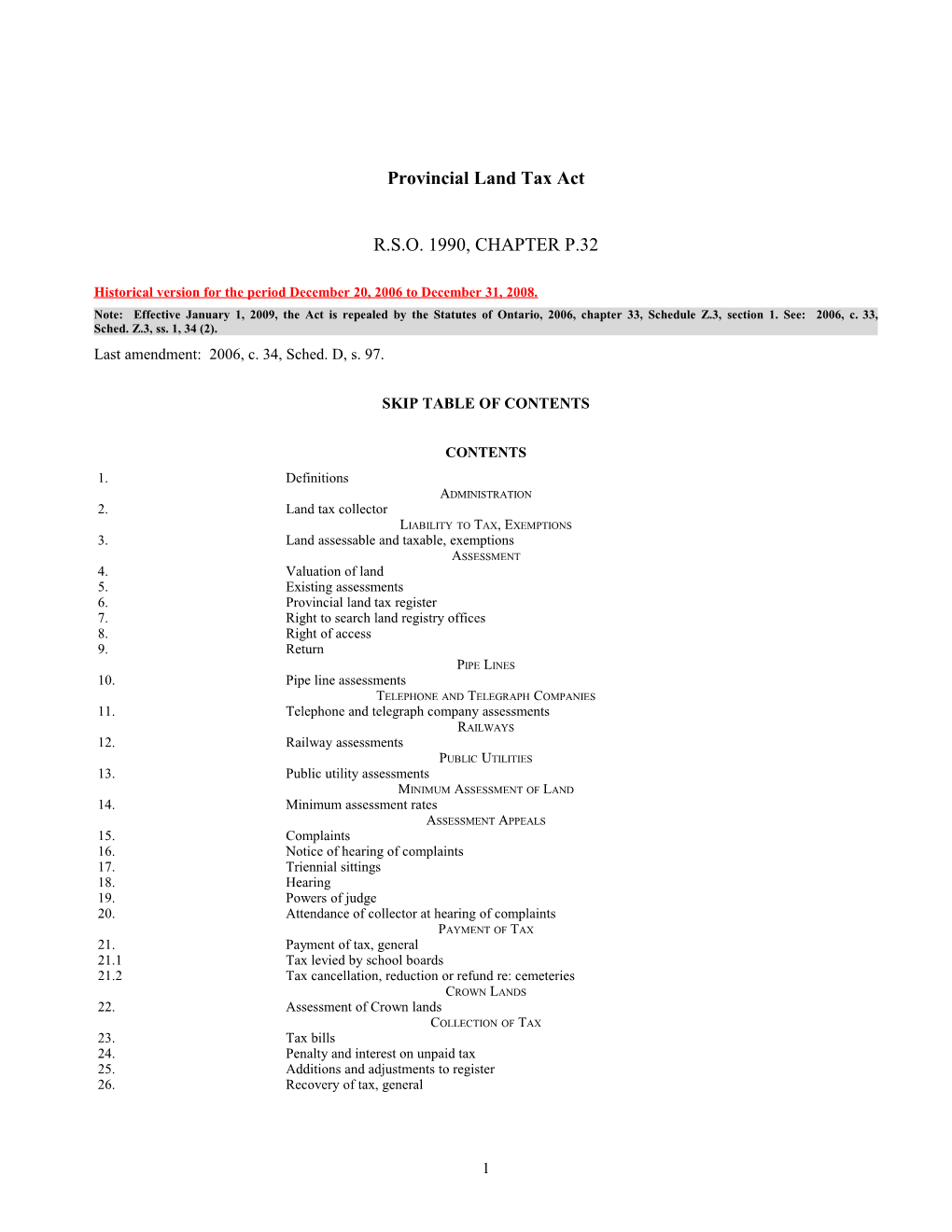 Provincial Land Tax Act, R.S.O. 1990, C. P.32