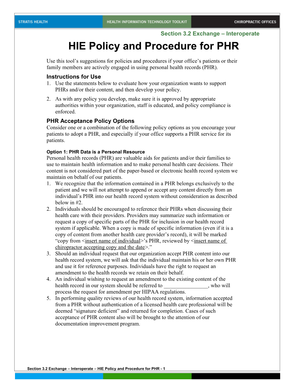 3.1 HIE Policy and Procedure for PHR