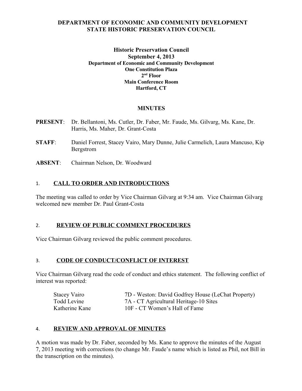 Historic Preservation Council Meeting