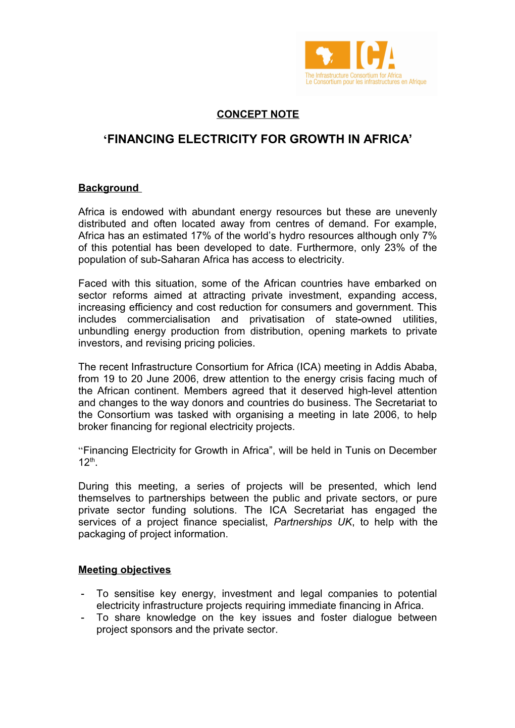 Financing Electricity for Growth in Africa