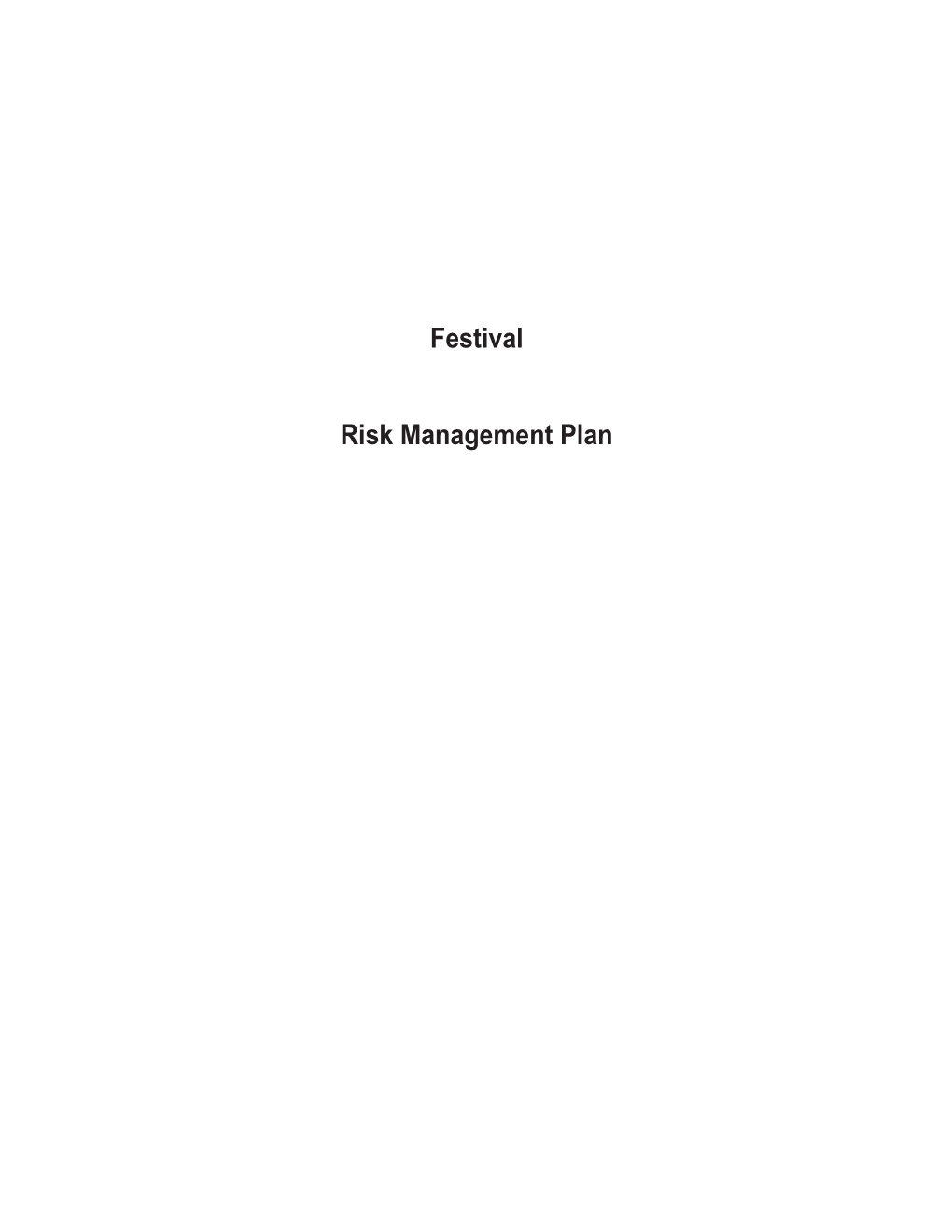 Festival Risk Management Plan