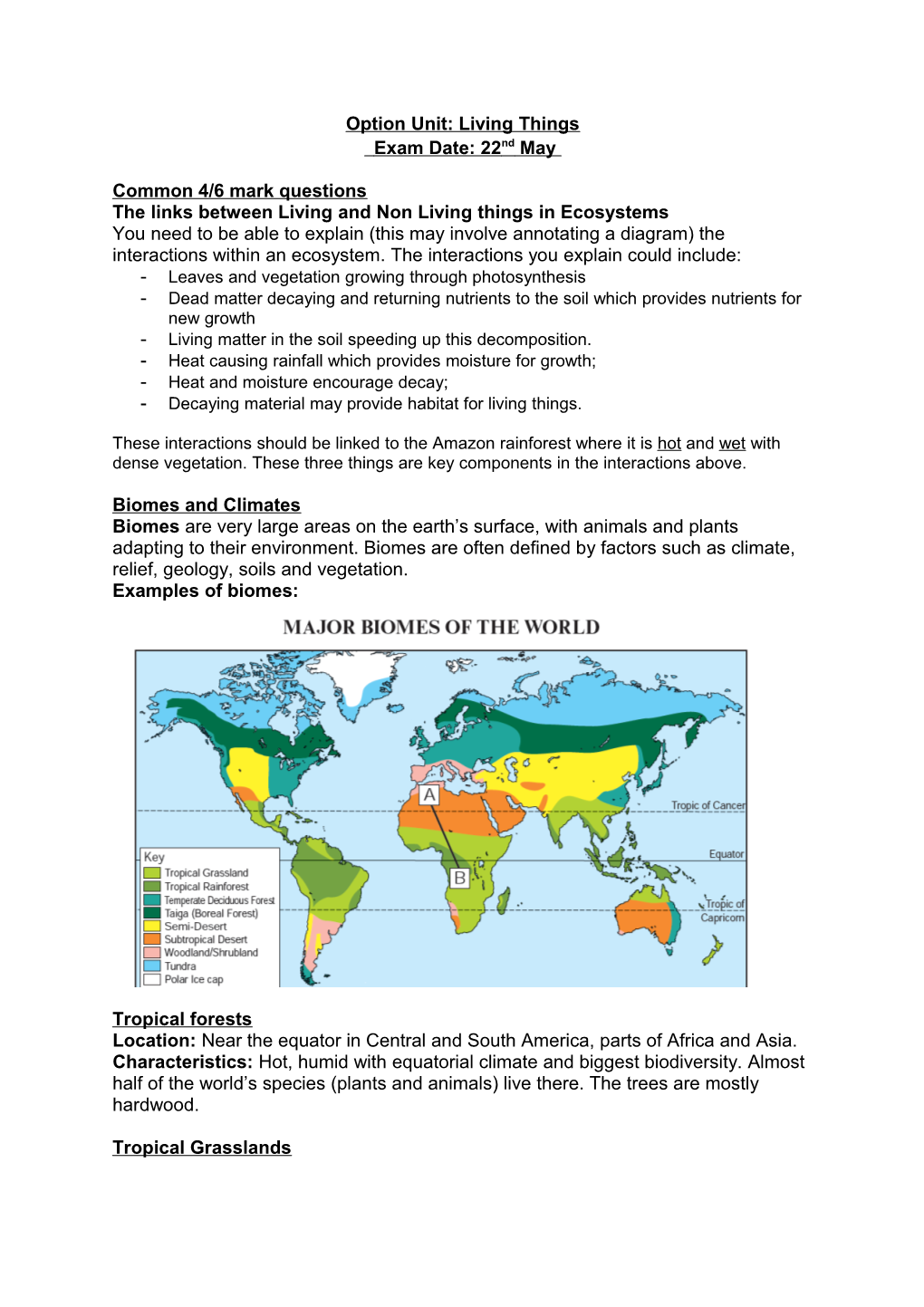 Option Unit: Living Things