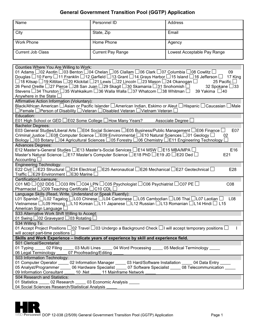 General Government Transition Pool (GGTP) Data Sheet