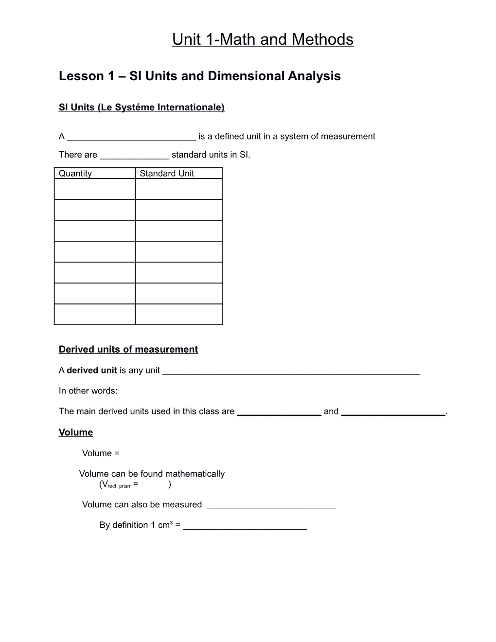 Unit 1-Math and Methods